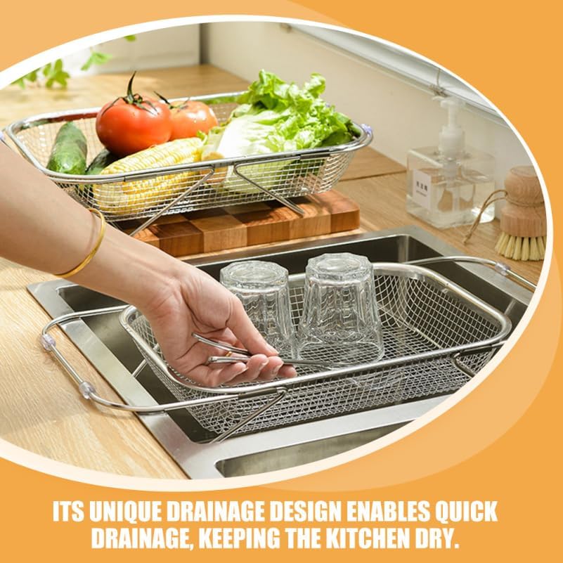 📢LAST DAY 49% OFF🔥🧺Expandable Over‑the‑Sink Stainless Steel Drain Basket 💦