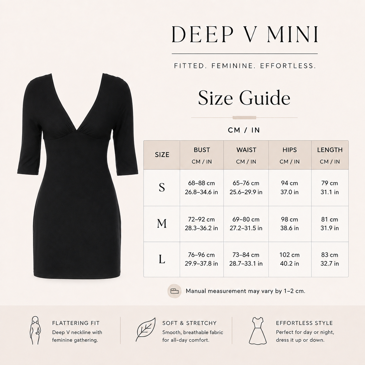 🔥 Limited-Time 49% OFF |💖Women's Deep V Mini Dress | Flattering Fit & Flare