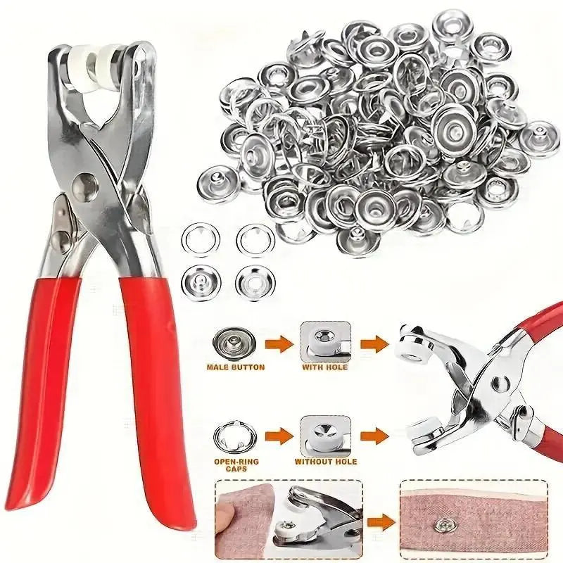 🔥HOT SALE 49% OFF✨All-in-One Metal Snap Fastener Kit with Lockable Pliers