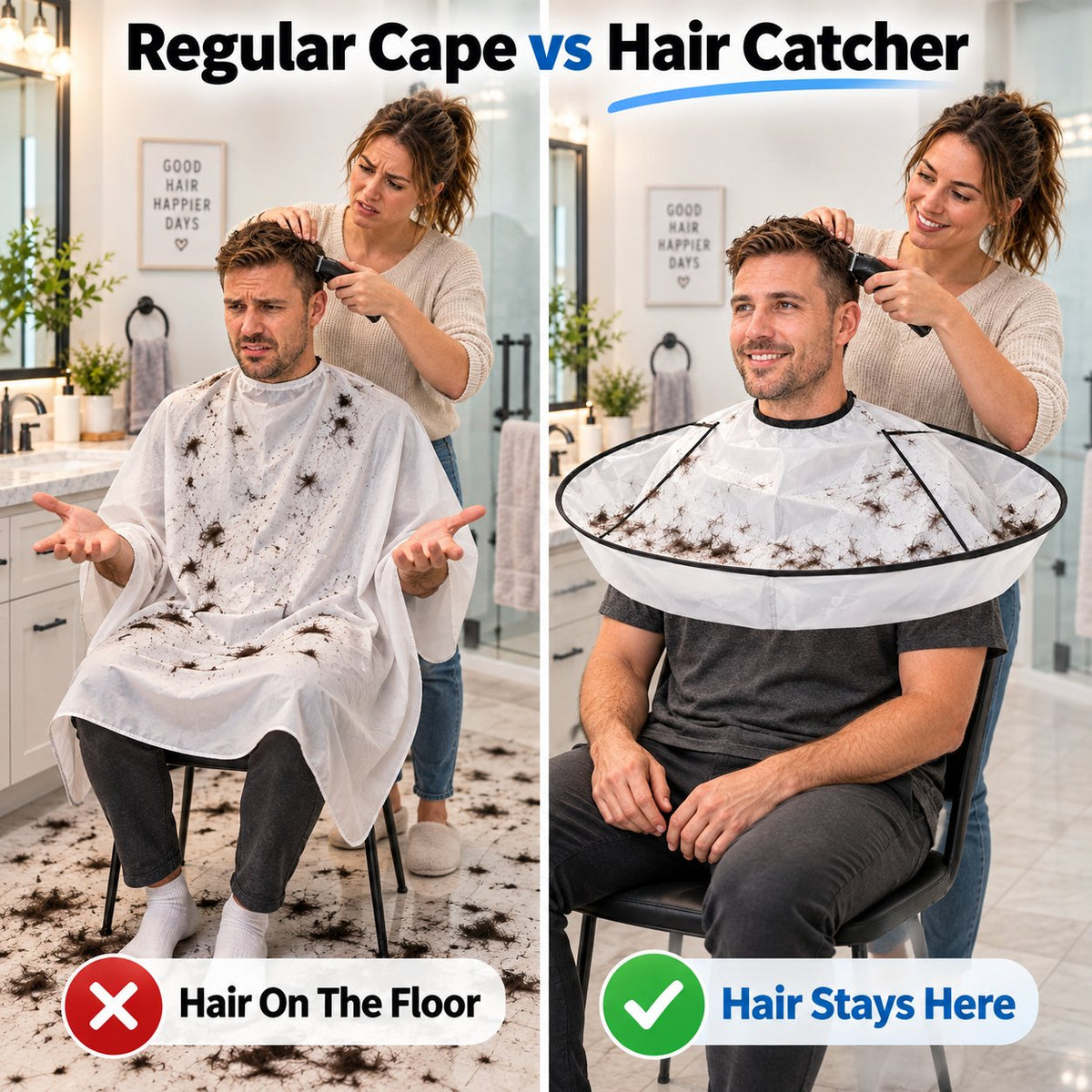 🔥 Limited-Time 49% OFF | ✂️ Foldable Hair Catcher Cape, Waterproof Haircut Cape