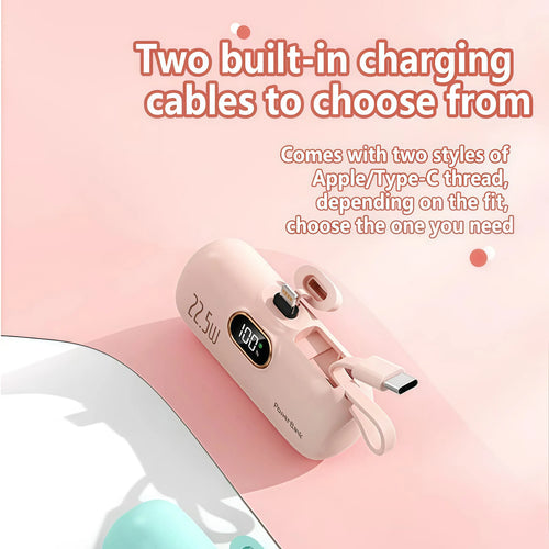 🪫→🔋No More Extra Cables! 5000mAh Mini Capsule 22.5W Fast Power Bank