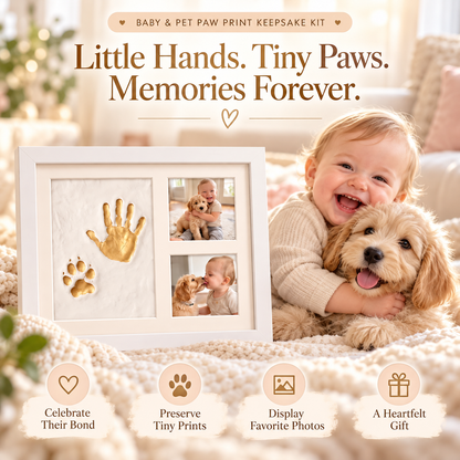 Baby & Pet Paw Print Keepsake Kit – Personalized Handprint & Photo Memory Frame