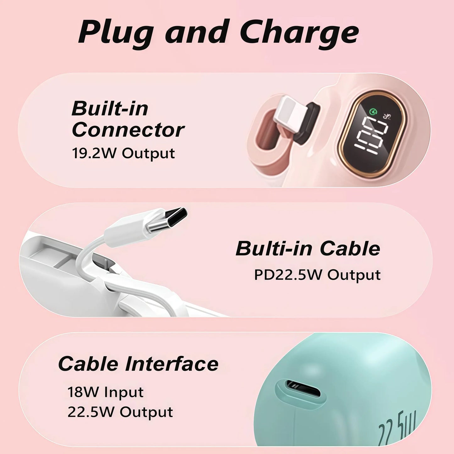 5000mAh Mini Portable Charger with 22.5W Output