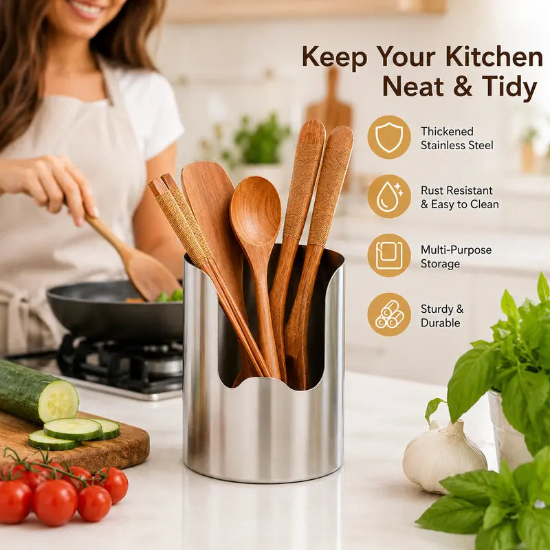 🔥HOT SALE 49% OFF🔥Thickened Stainless Steel Utensil Organizer, Rust Resistant Easy to Clean