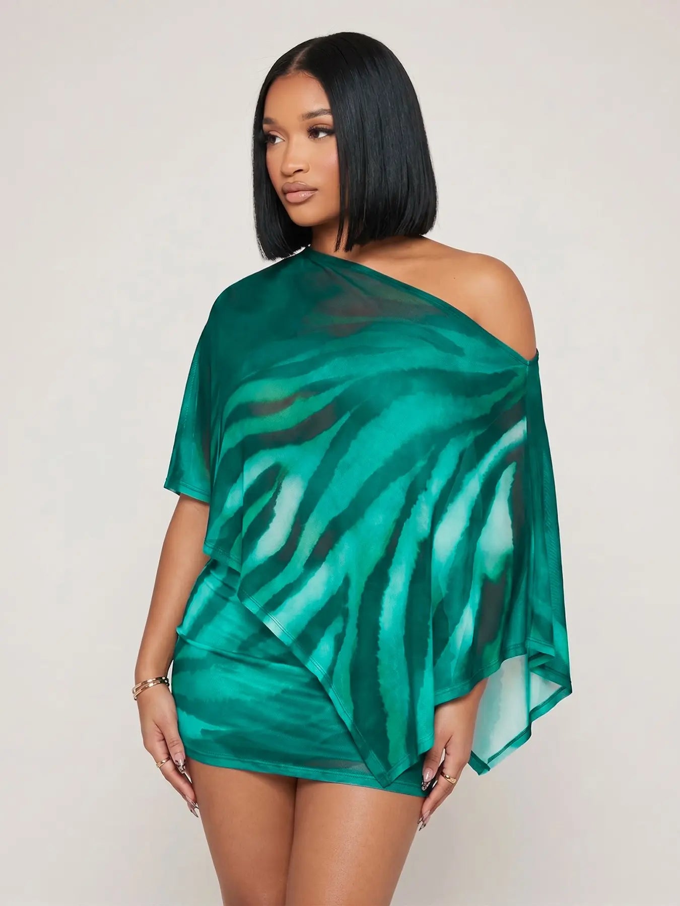 🐆Tiger Print 2 Piece Set | Flowy Shawl Bodycon Mini Skirt Matching Outfit