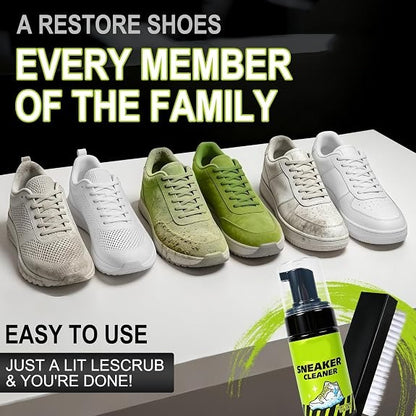 👟✨ Premium Foam Sneaker Cleaning Kit 100ml, Non-Bleach Cleaner for White Shoes, Canvas, Mesh & Leather, Includes Brush, Towel & Wipe