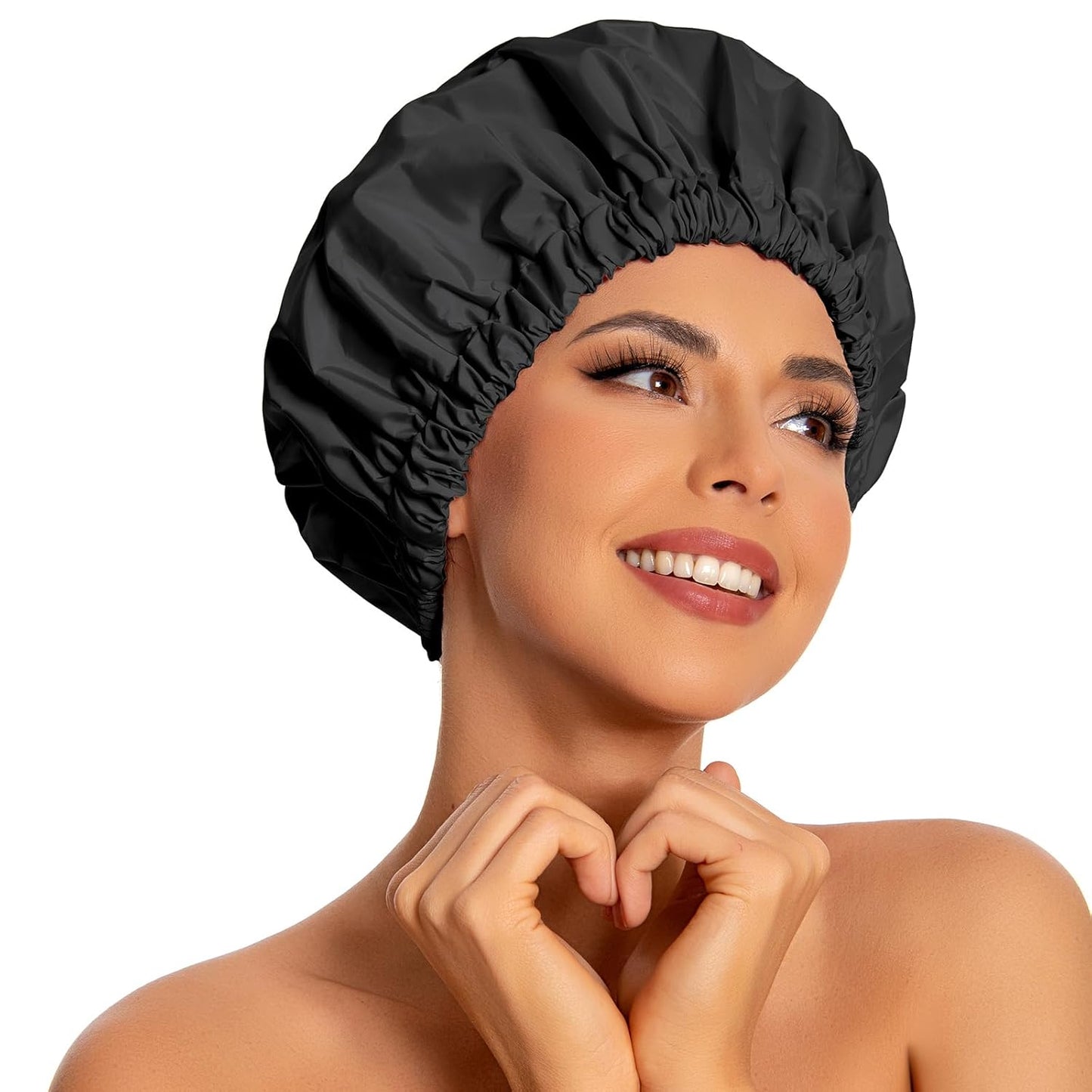 📢49% OFF !!Large Waterproof Reusable Shower Cap, Elastic Washable Bath Cap for Long Curly Hair Spa Travel