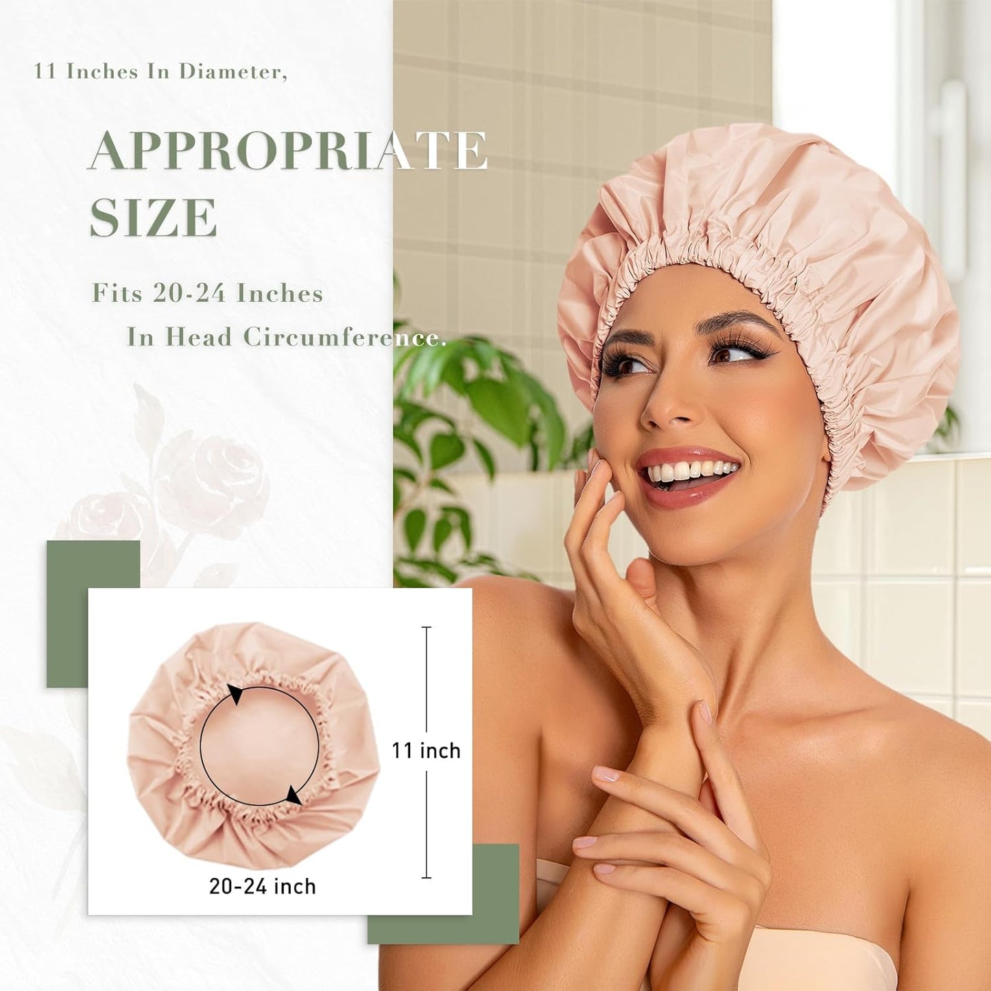 📢49% OFF !!Large Waterproof Reusable Shower Cap, Elastic Washable Bath Cap for Long Curly Hair Spa Travel