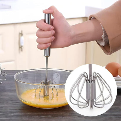 🥚☕Stainless Steel Hand-Push Rotary Whisk, Food-Grade Rust-Resistant Kitchen Utensil with Sturdy Riveted Construction.