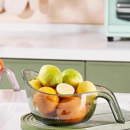 Aesthetic Multifunctional Rice Strainer with Handle - Sturdy BPA-Free Transparent Plastic Kitchen Utensils.