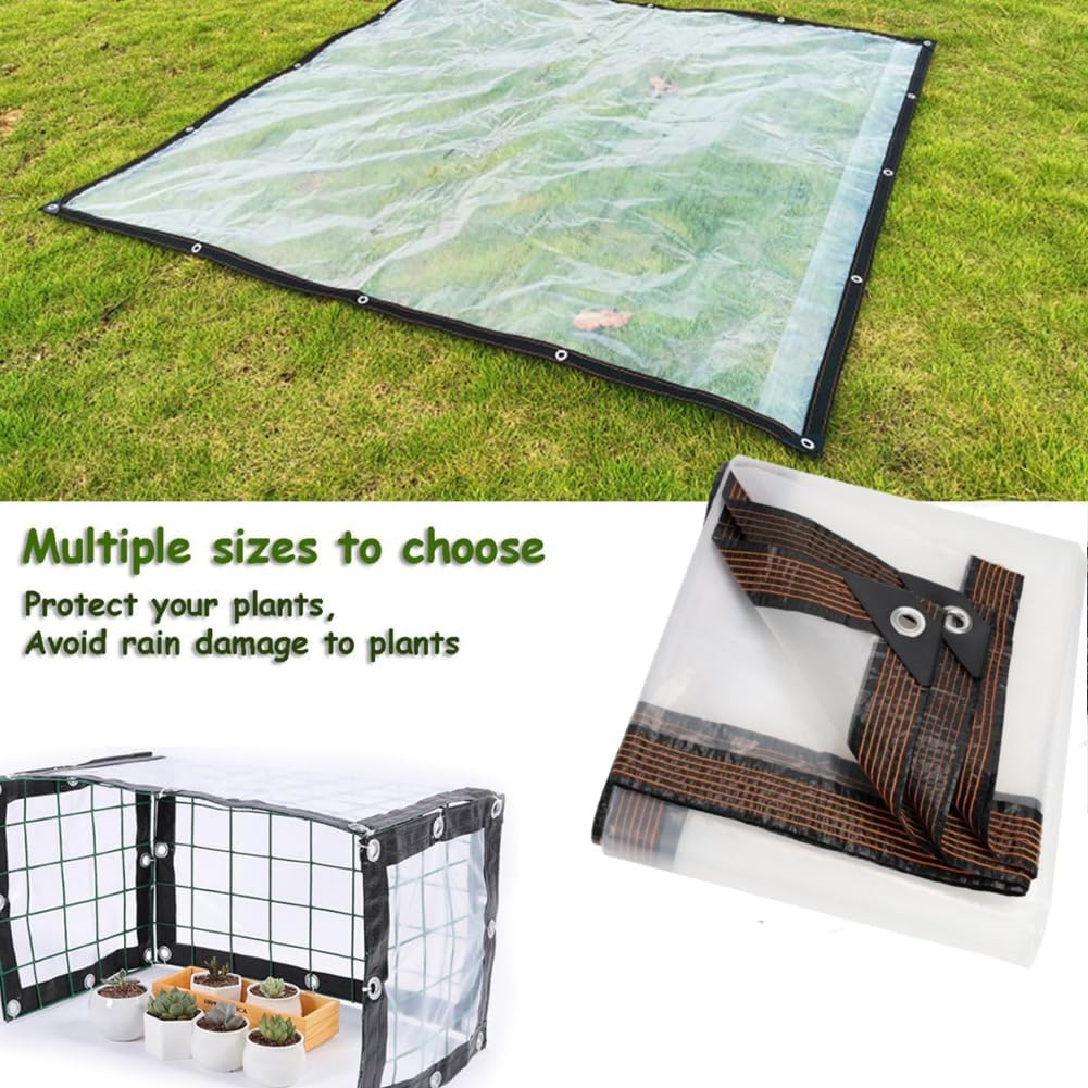 🔥Limited Time 49% OFF✨Clear Waterproof PE Tarp, Transparent Outdoor Cover with Metal Grommets💧