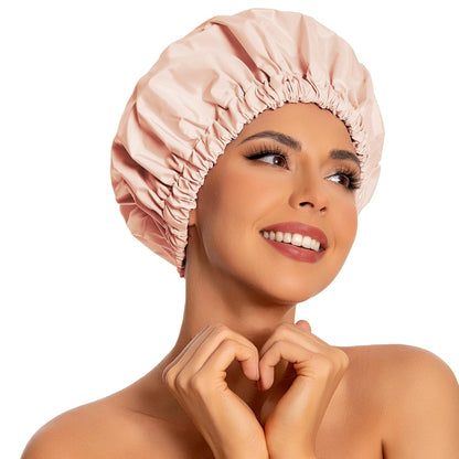 📢49% OFF !!Large Waterproof Reusable Shower Cap, Elastic Washable Bath Cap for Long Curly Hair Spa Travel