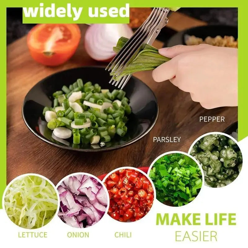 🔥LAST DAY 49% OFF🔥✂️ 5‑Blade Scissors, Multipurpose Kitchen Shears with Safety Cover & Cleaning Comb
