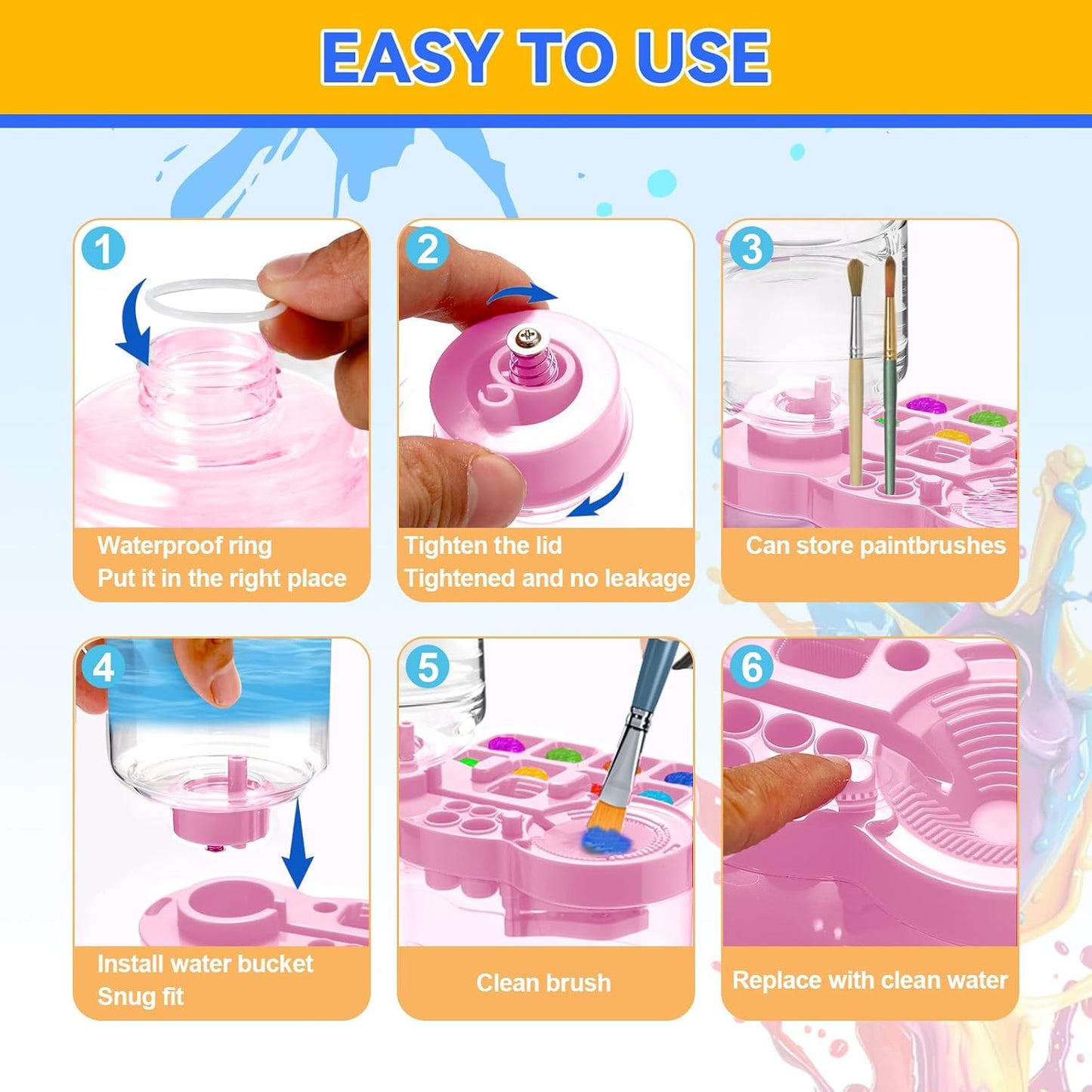 49% OFF🎨💧 Upgraded Paint Brush Cleaner Cup, Circulating Water Brush Rinser for Acrylic & Watercolor, Art Gift for Artists