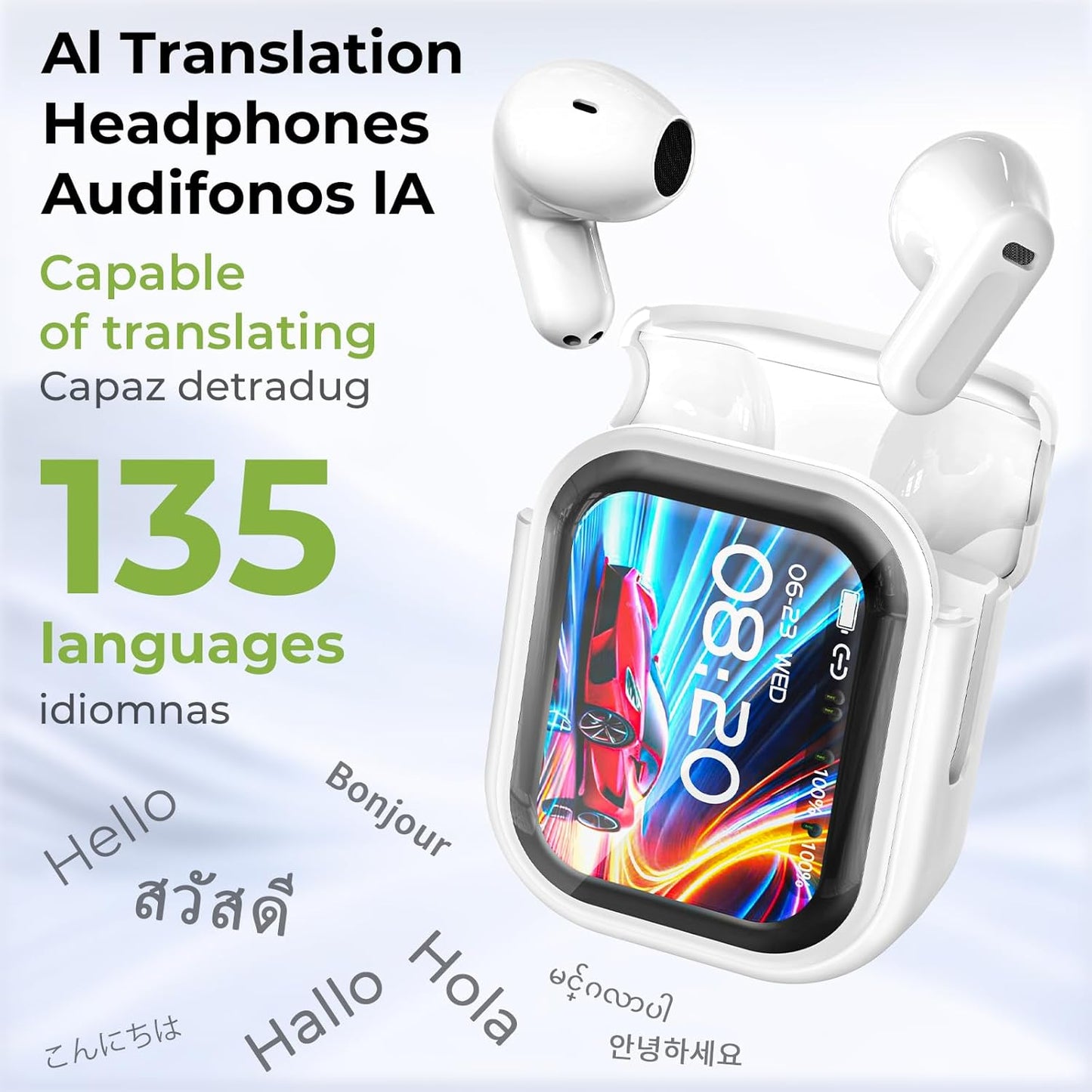 Bluetooth 6.0 Earphones LED Display High Fidelity Waterproof Wireless Earphones | Suitable for Office, Sports, Study and Audio Calls | Built-in Microphone | Earphones
