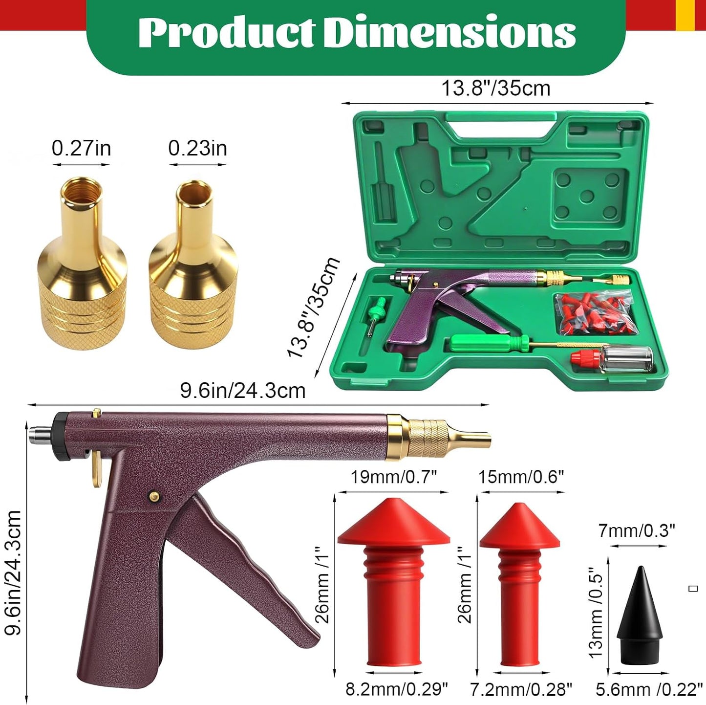 37 Pcs Mushroom Tire Plug Kit,Tire Plug Gun with 16 Plugs for Tubeless Tyre Punctures and Flats on Motorcycle,ATV,Trucks & Tractors,Fix a Flat Roadside Rapid Repair Set