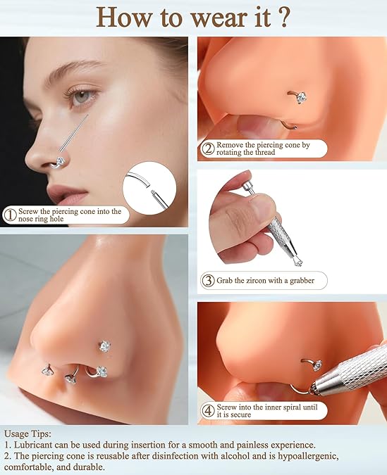 ✨Horseshoe Nose Hoop with Gems - Free Ball Holder💎