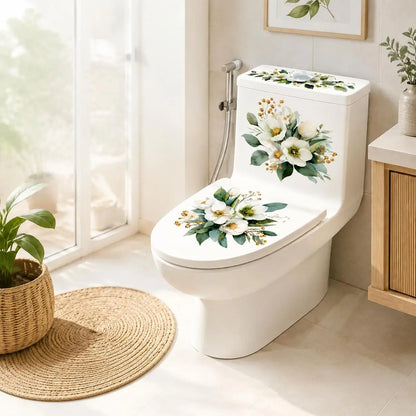 🔥 Limited-Time 49% OFF 🌸 Golden Floral Toilet Stickers – Pearl-Inspired Bathroom Decals