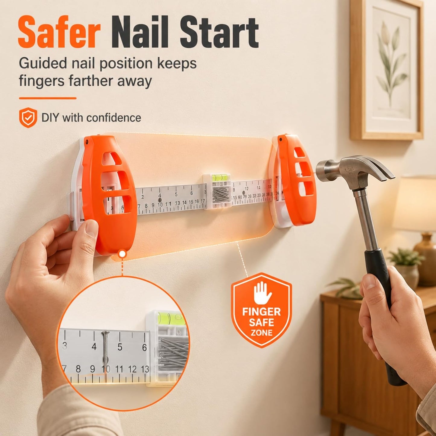 ⏳🔥 49% OFF Today Only | 🖼️ 3-in-1 Hanging Helper – Measure, Level & Nail with Precision 🛠️✨