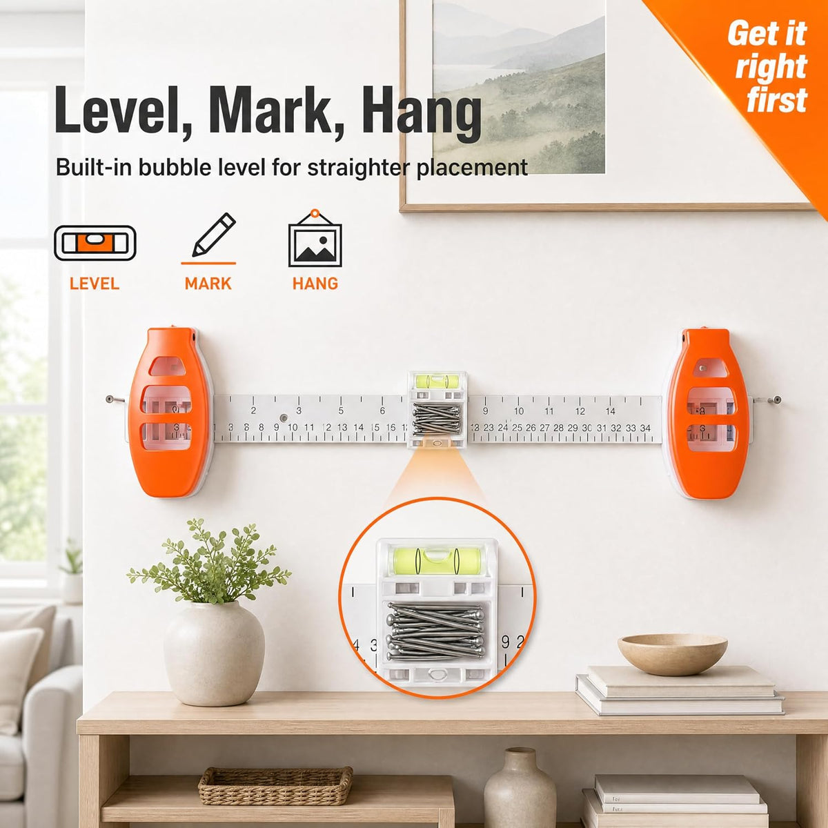 ⏳🔥 49% OFF Today Only | 🖼️ 3-in-1 Hanging Helper – Measure, Level & Nail with Precision 🛠️✨