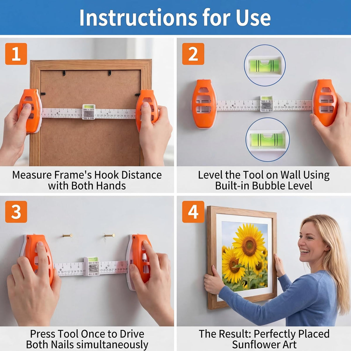 ⏳🔥 49% OFF Today Only | 🖼️ 3-in-1 Hanging Helper – Measure, Level & Nail with Precision 🛠️✨