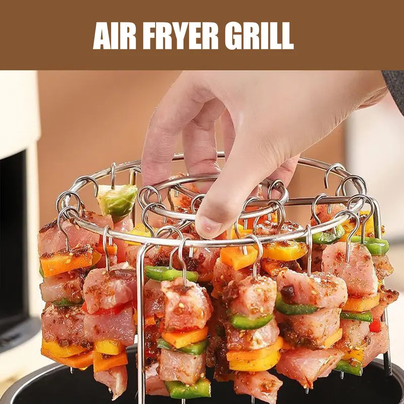 🔥🍢 2 Counts Food-Grade 304 Stainless Steel Air Fryer Kebab Rack