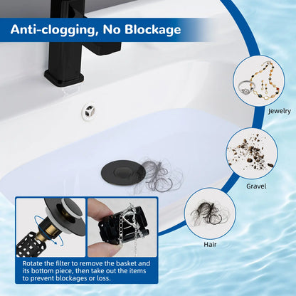 ⚡Hot Sales 49% OFF🔥3-in-1 Pop Up Sink Drain Stopper with Stainless Steel Hair Catcher Filter Basket