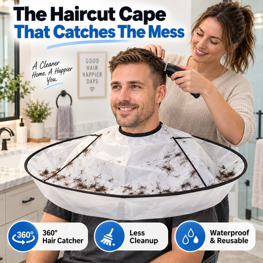 🔥 Limited-Time 49% OFF | ✂️ Foldable Hair Catcher Cape, Waterproof Haircut Cape