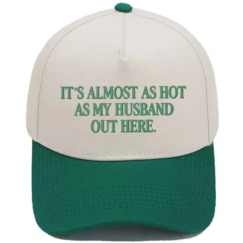 🤣🧢Funny "Almost As Hot As My Husband" Embroidered Hat | Retro Aesthetic Two-Tone Snapback Cap for Women | Trendy Camo & Graphic Summer Statement Baseball Cap