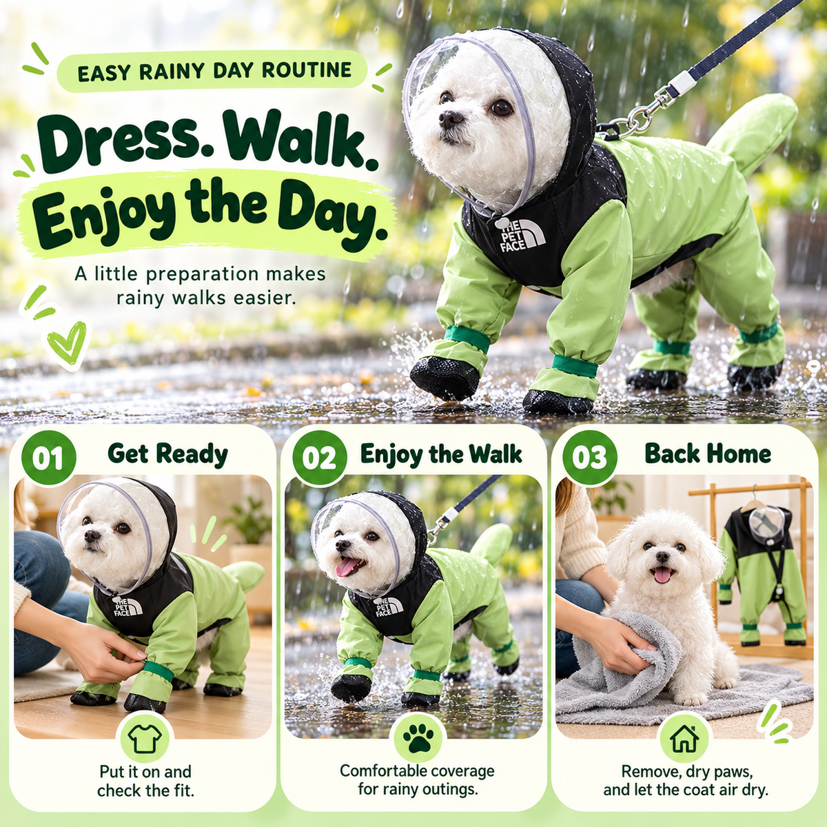 🐶☔ Rainy Day Essential | Waterproof Dog Raincoat with Hood – Lightweight & Comfortable
