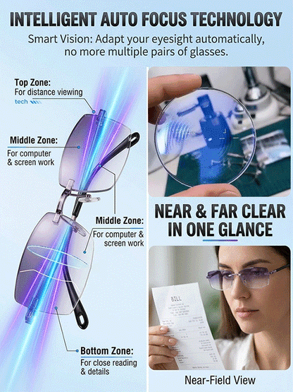 🔥 Limited-Time 50% OFF🔥[Regain Your Youthful Vision] Smart Zoom Diamond-Cut Reading Glasses