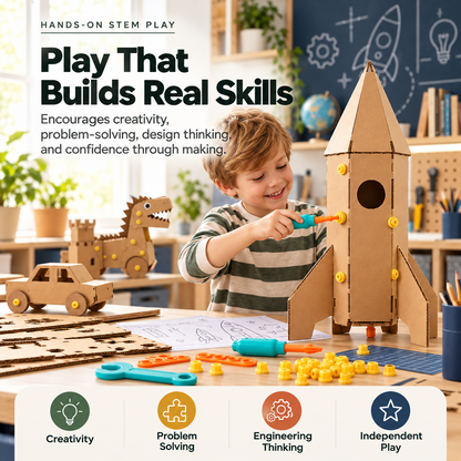 🛠️✨ Kids Cardboard DIY Building Kit 🚀🦖 | Creative STEM Construction Toy 🧠🎨 | Screen-Free Learning & Endless Building Fun 🎁🌟 Ages 3+
