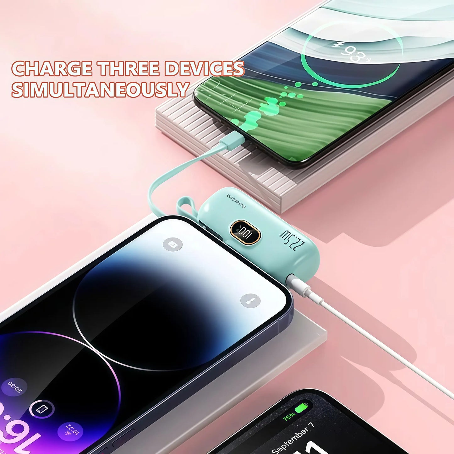 🪫→🔋No More Extra Cables! 5000mAh Mini Capsule 22.5W Fast Power Bank