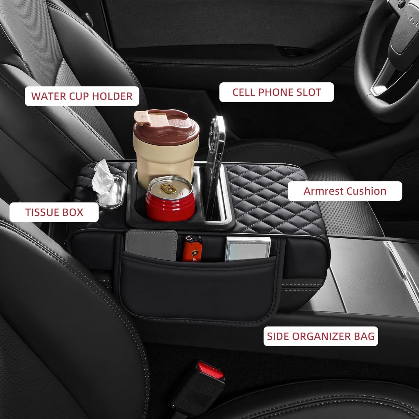 🚗Car Armrest Cushion,5-in-1 Center Console