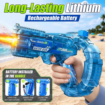 Rechargeable Electric Water Gun, LED Auto Water Blaster, 26FT Long Range Summer Pool Toy