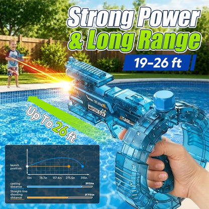 Rechargeable Electric Water Gun, LED Auto Water Blaster, 26FT Long Range Summer Pool Toy