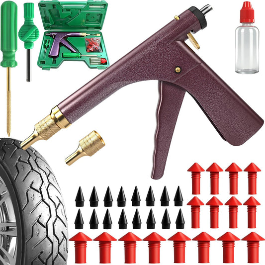 37 Pcs Mushroom Tire Plug Kit,Tire Plug Gun with 16 Plugs for Tubeless Tyre Punctures and Flats on Motorcycle,ATV,Trucks & Tractors,Fix a Flat Roadside Rapid Repair Set