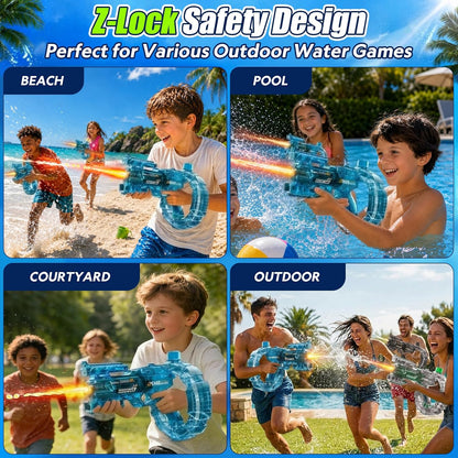 Rechargeable Electric Water Gun, LED Auto Water Blaster, 26FT Long Range Summer Pool Toy