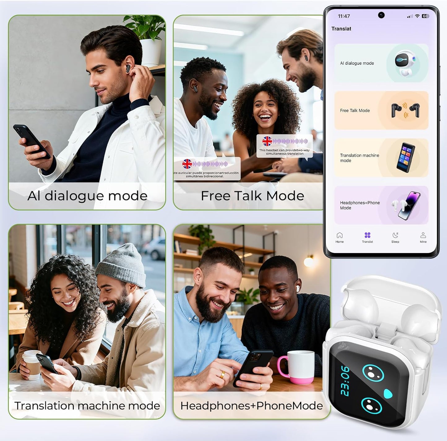 Bluetooth 6.0 Earphones LED Display High Fidelity Waterproof Wireless Earphones | Suitable for Office, Sports, Study and Audio Calls | Built-in Microphone | Earphones