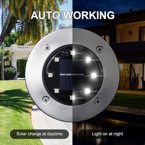 ☀️ 8 LED Solar Ground Lights | IP65 Waterproof 💧 Auto On/Off Garden Pathway Lights