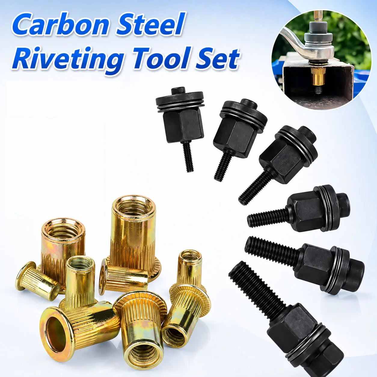 Head Rivet Nut Tool Kit M3-M8 Carbon Steel for Automotive & DIY