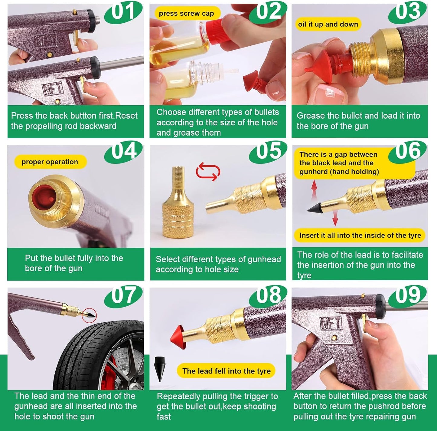 37 Pcs Mushroom Tire Plug Kit,Tire Plug Gun with 16 Plugs for Tubeless Tyre Punctures and Flats on Motorcycle,ATV,Trucks & Tractors,Fix a Flat Roadside Rapid Repair Set