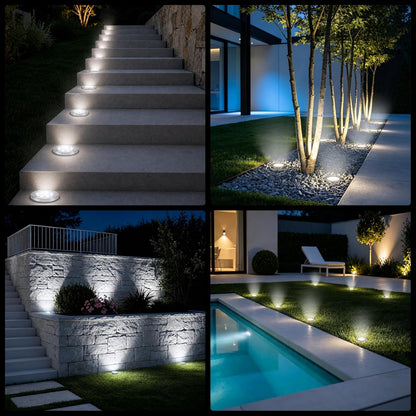 ☀️ 8 LED Solar Ground Lights | IP65 Waterproof 💧 Auto On/Off Garden Pathway Lights