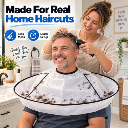 🔥 Limited-Time 49% OFF | ✂️ Foldable Hair Catcher Cape, Waterproof Haircut Cape
