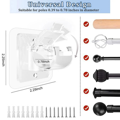 🪝8/16PCS Transparent Curtain Rod Brackets with Clips for Home