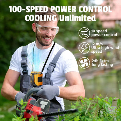 Upgrade Portable Waist Clip Fan - 10 Speeds, Rechargeable