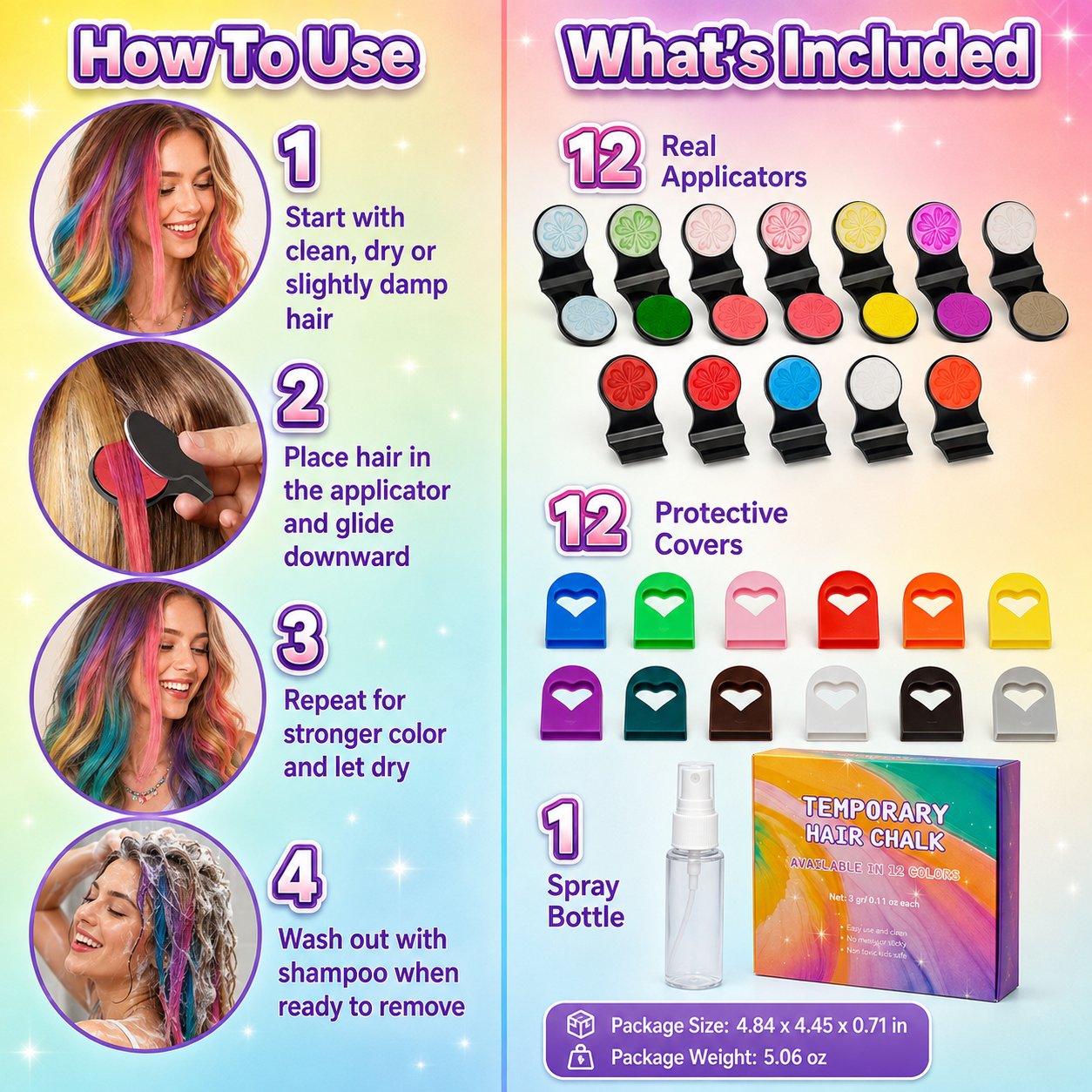 🔥Last Day 49% OFF - 🌈12-Color Temporary Hair Chalk Applicator Set