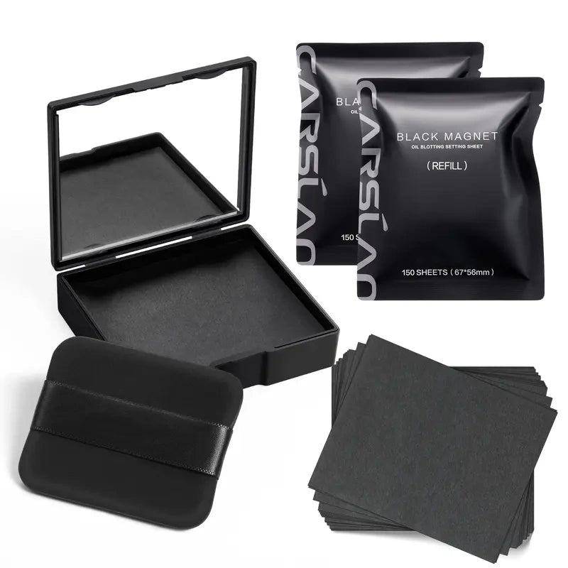 Black Magnet Oil Blotting Setting Sheet - 2 in 1