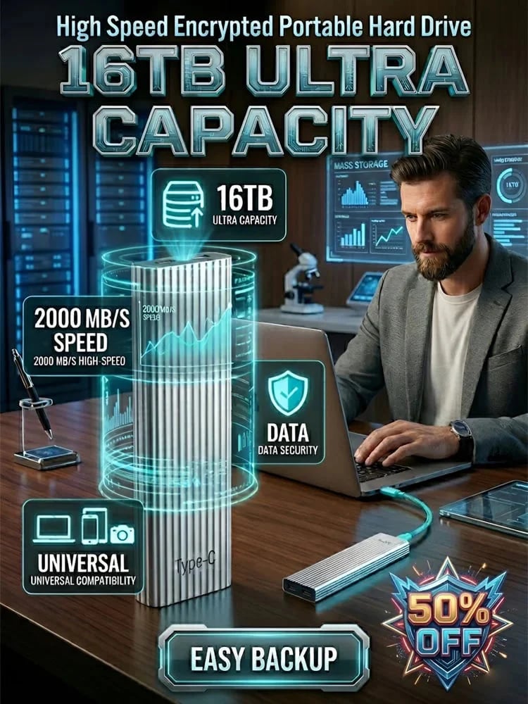 🏆Flash Sale⚡ 50K+ SOLD! Almost Gone🔥16TB Large-Capacity Type-C Portable Mini  SSD