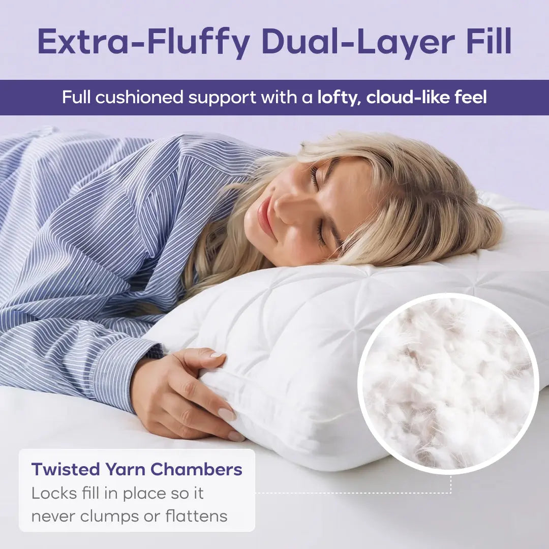 ☁️Dual Layer Cooling Fluffy Neck Support Bed Pillow Machine Washable